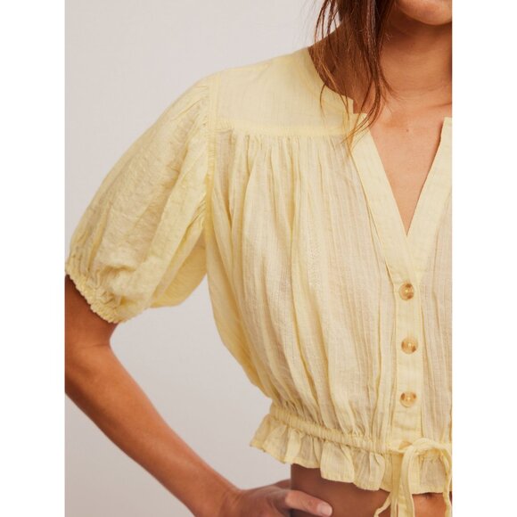 🎉LAST CHANCE🎉 FREE PEOPLE Little Cloud Shirt / Banana Cream - Picture 4 of 6